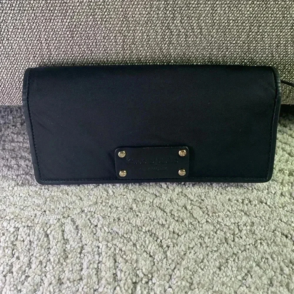 Kate Spade black nylon and leather wallet